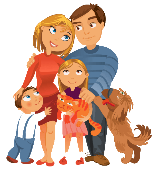 illustration famille avec animaux