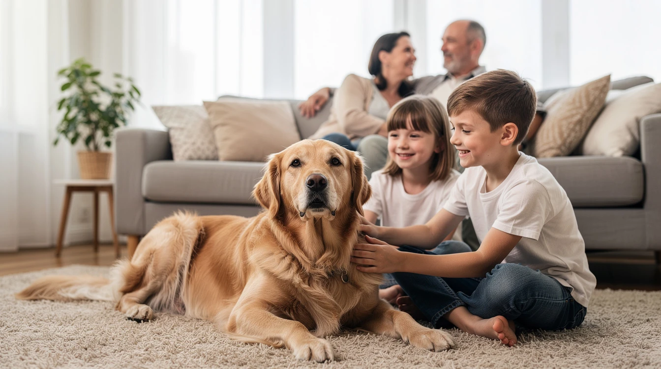 golden retriever famille